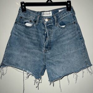 Denim Forum Classic Blue Frayed Jean Shorts size 27